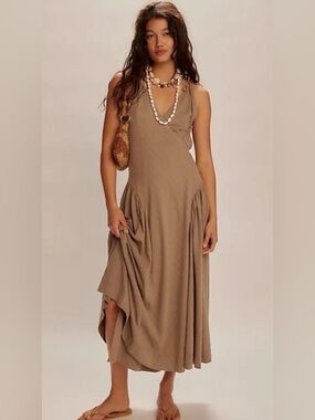 NWOT Free People Maisie Midi Dress Clean Ivory